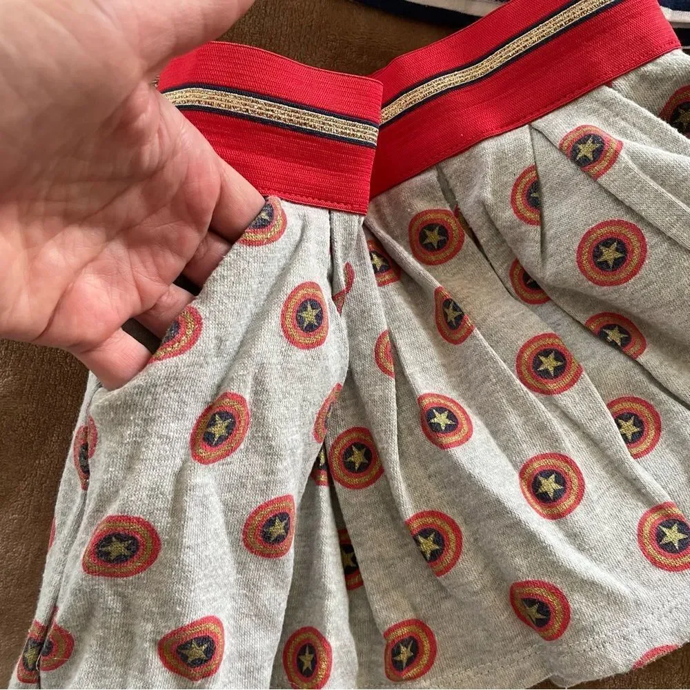 Marvel Kids Wonder Woman Girls Red and Blue Striped Outfit Size 6/6x - Picture 7 of 8